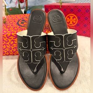 Tory Burch Black and Brown Sandals